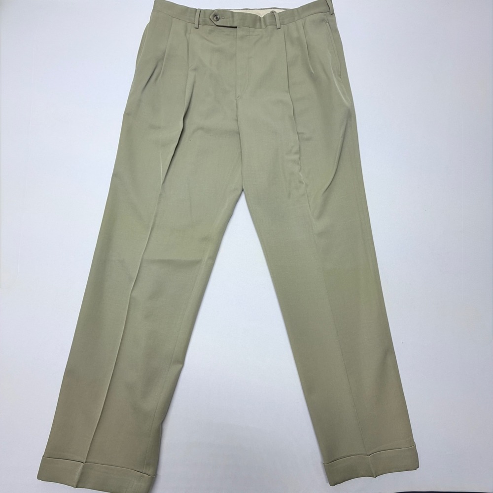Corbin Ltd for Nordstrom Mens Pleated Dress Pants Khaki Tan Cuffed 38X32